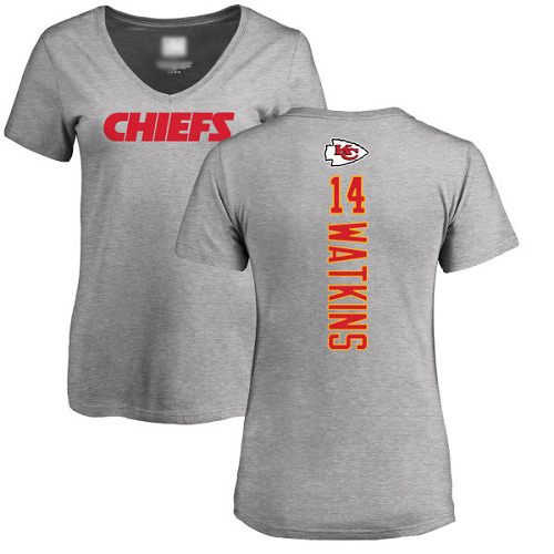 Women Football Kansas City Chiefs #14 Watkins Sammy Ash Backer V-Neck T-Shirt->youth nfl jersey->Youth Jersey